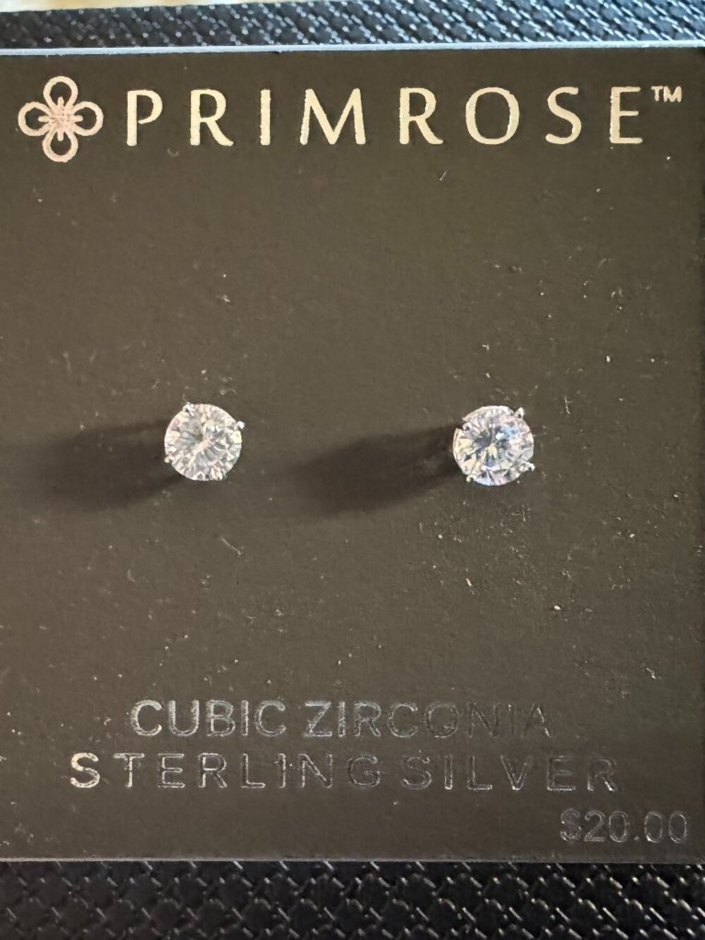 Primrose Cubic Zirconia Sterling Silver‎ Studs NWT